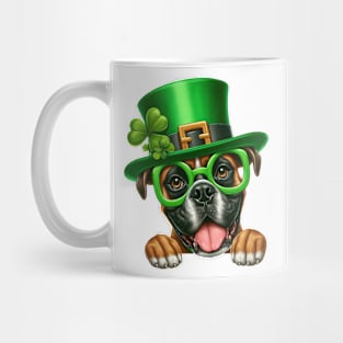 St Patricks Day Peeking Boxer Dog Mug